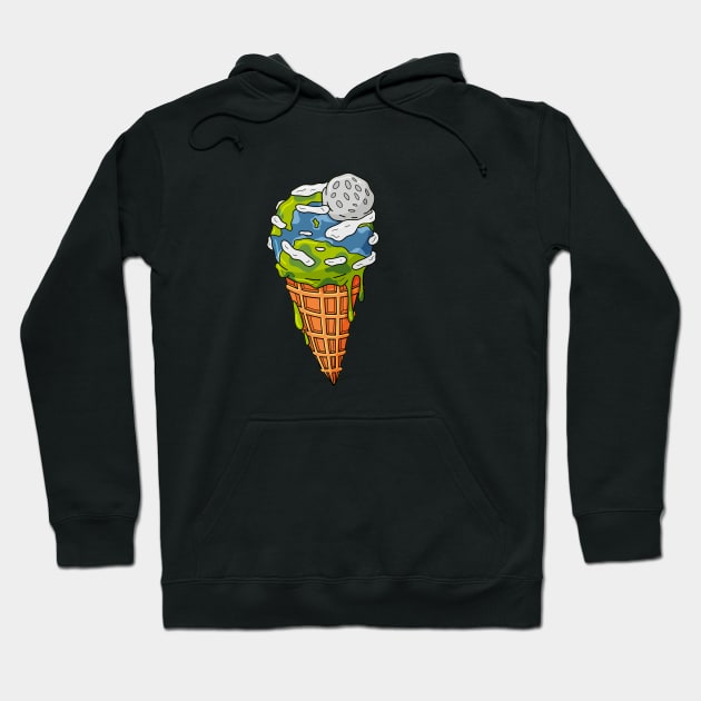 Melting earth ice cream Hoodie by Funner